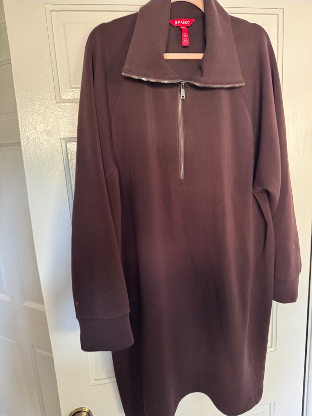SPANX Brown Quarter-Zip Turtleneck Sweater